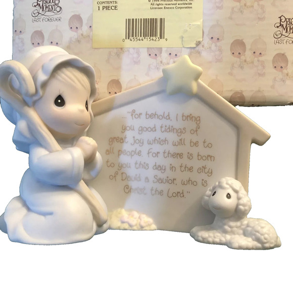 Enesco Precious Moments 1994 Luke 2:10-11 Figurine 532916 Trumpet boy shepard - Picture 6 of 8